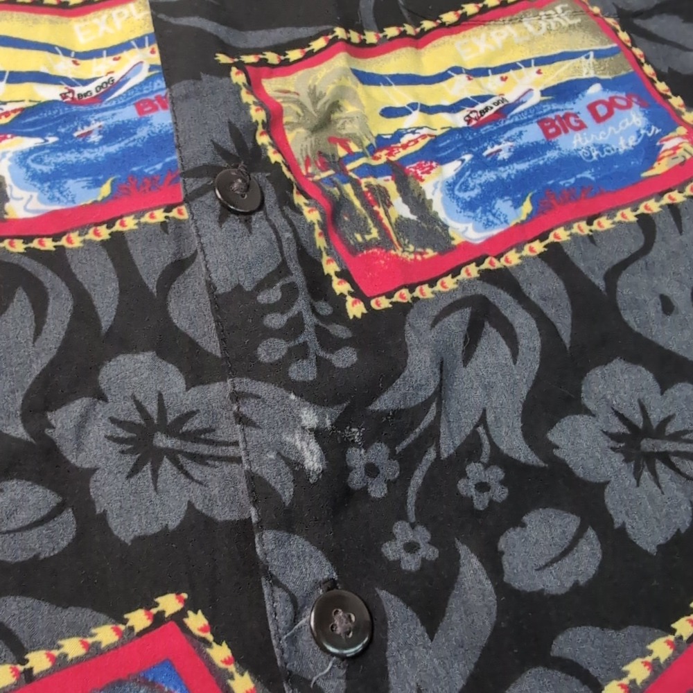 Vintage Big Dogs Hawaiian Shirt Sz Medium‎ Patterns - Picture 7 of 7